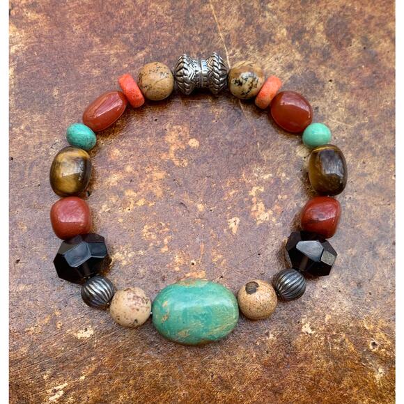 Carolyn Pollack Sterling Silver, Turquoise and Multi Color Necklace & Bracelet